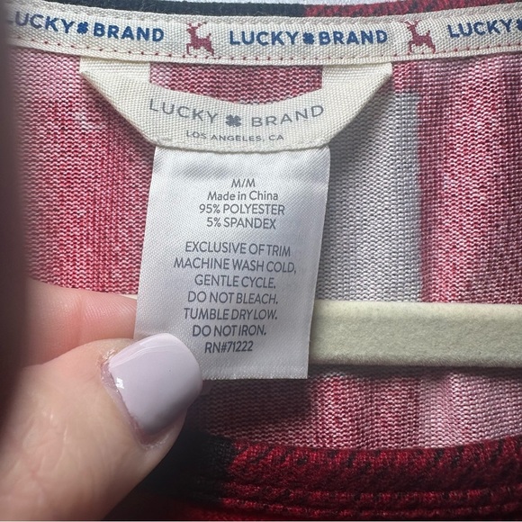 Lucky Brand Red and Black Buffalo Plaid 2-piece Pajama set Medium Lounge NWOT - Picture 4 of 10
